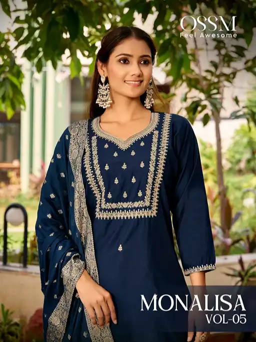OSSM Monalisa Vol 05 Wholesale Readymade Viscose Roman Salwar Suit