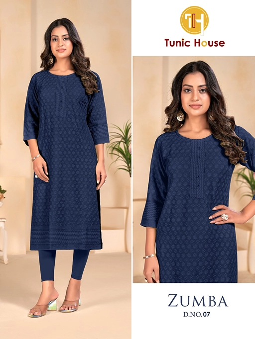 Tunic House Zumba Chikankari Straight Kurti Wholesale