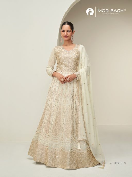 Aashirwad Mor Bagh Mahi Designer Georgette Gown With Dupatta