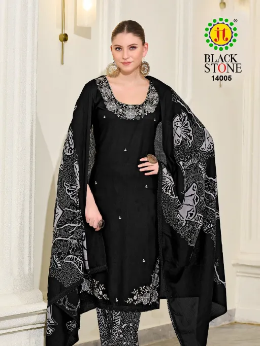 JT Cotton Jt Black Stone Vol 14 Wholesale Rayon Embroidered Suit Collection