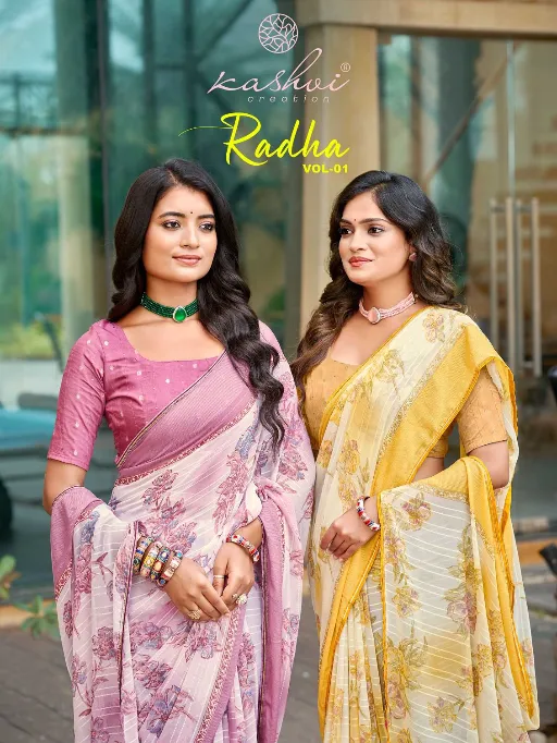 Kashvi Radha Wholesale Zari Print Georgette Saree Collection