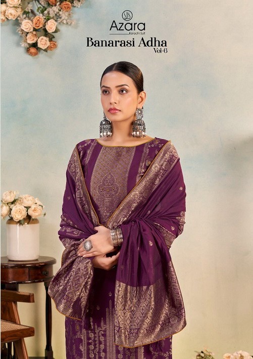 Radhika Azara Banarasi Adha Vol 6 Wholesale Cotton Jacquard Salwar Suit