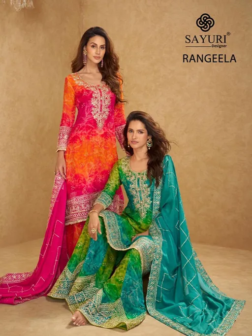Sayuri Rangeela 5814 5815 Wholesale Chinon Silk Sharara Suit Collection