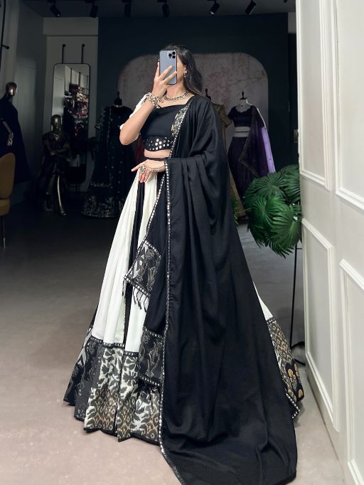 Taraa L 1714 Rayon Plain And Printed Lehenga Choli Navratri Collection