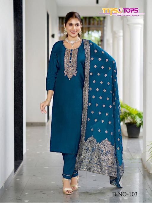 Tips and Tops Maahi Wholesale Silk Kurti With Bottom Dupatta Collection