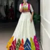 Vardan Ethnic WMN 1660 Navratri Gamthi Multi-Colour Rayon Lehenga Choli