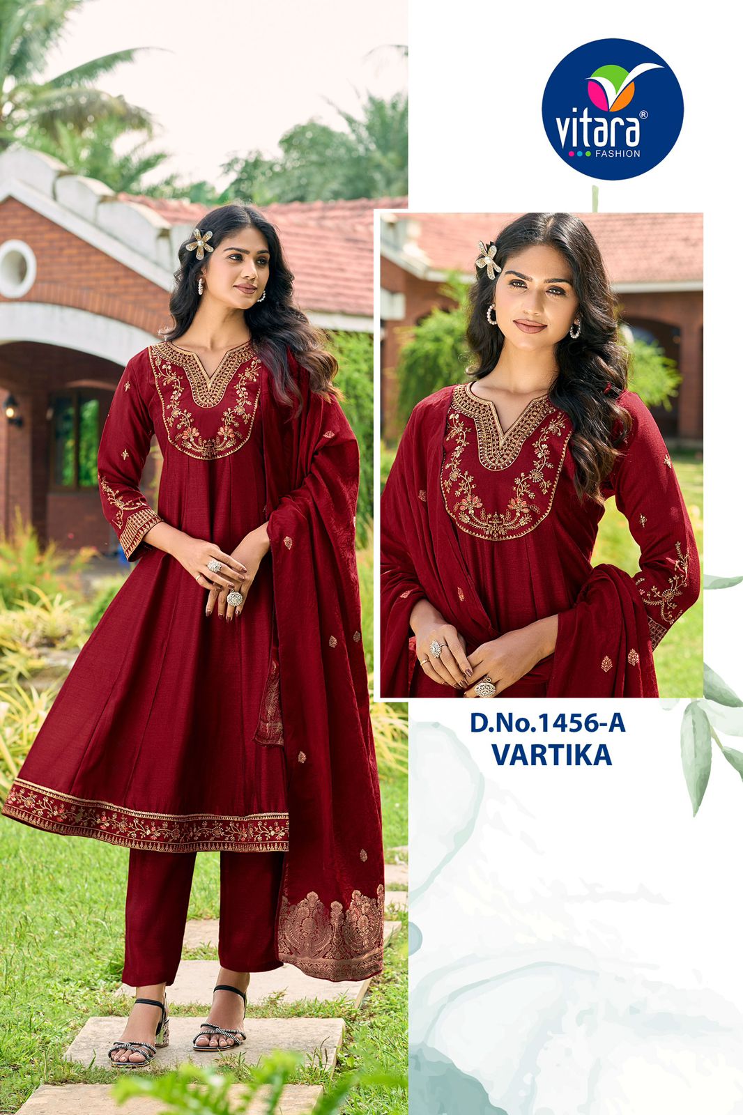 Vitara Vartika Wholesale Vichitra Silk Anarkali Kurti With Bottom Duapatta