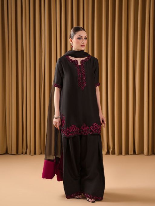 AD201 Readymade Pure Natural Crepe Sharara Suit Collection