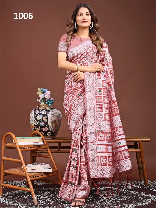 ASTITA Bandhej Linen Cotton Saree Collection