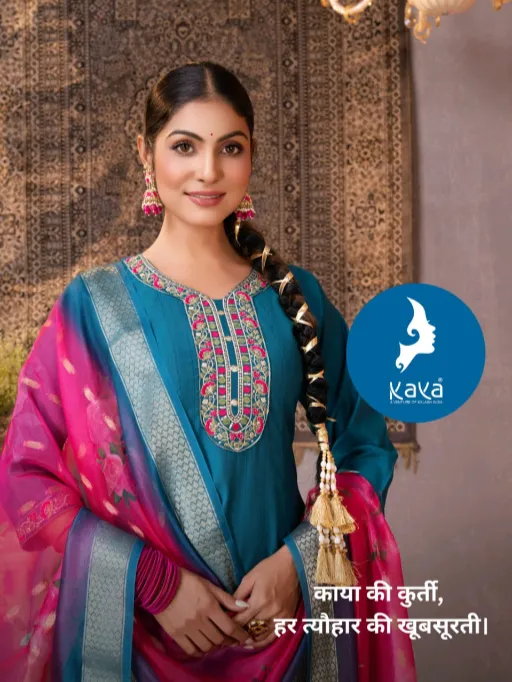 Kaya Abhinetri Vertican Casual Wear Kurti With Bottom Dupatta