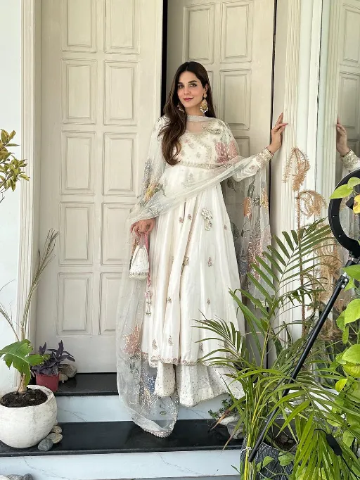 LG-2018 Readymade Chinon Gown With Bottom Dupatta Catalog