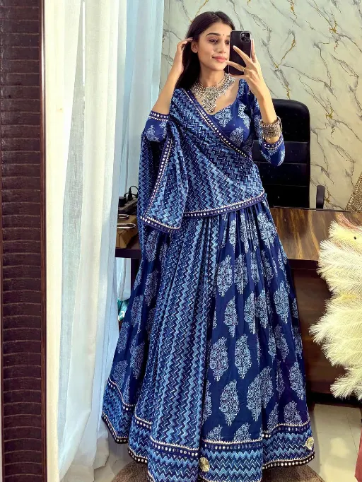 LG Leembogee LG 646 Printed Polly Reyon Navratri Lehenga Choli