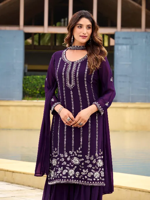 LG Loomera LM 04 Readymade Georgette Sequin Sharara Suit