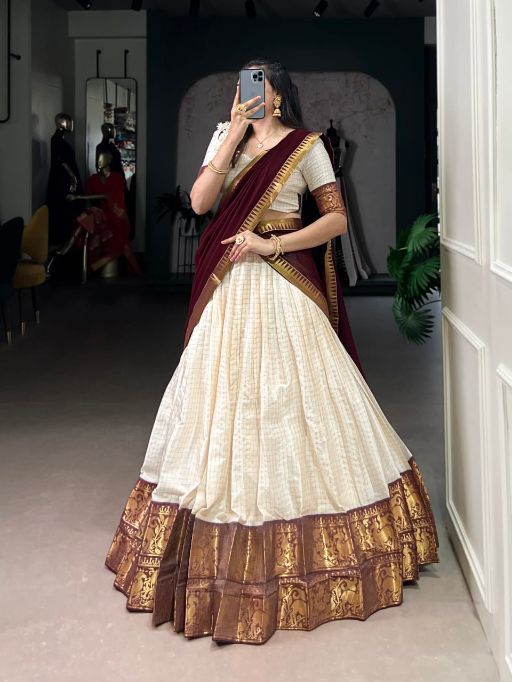LNB LNB2047WHT Poly Cotton Zari Weaving Lehenga Collection