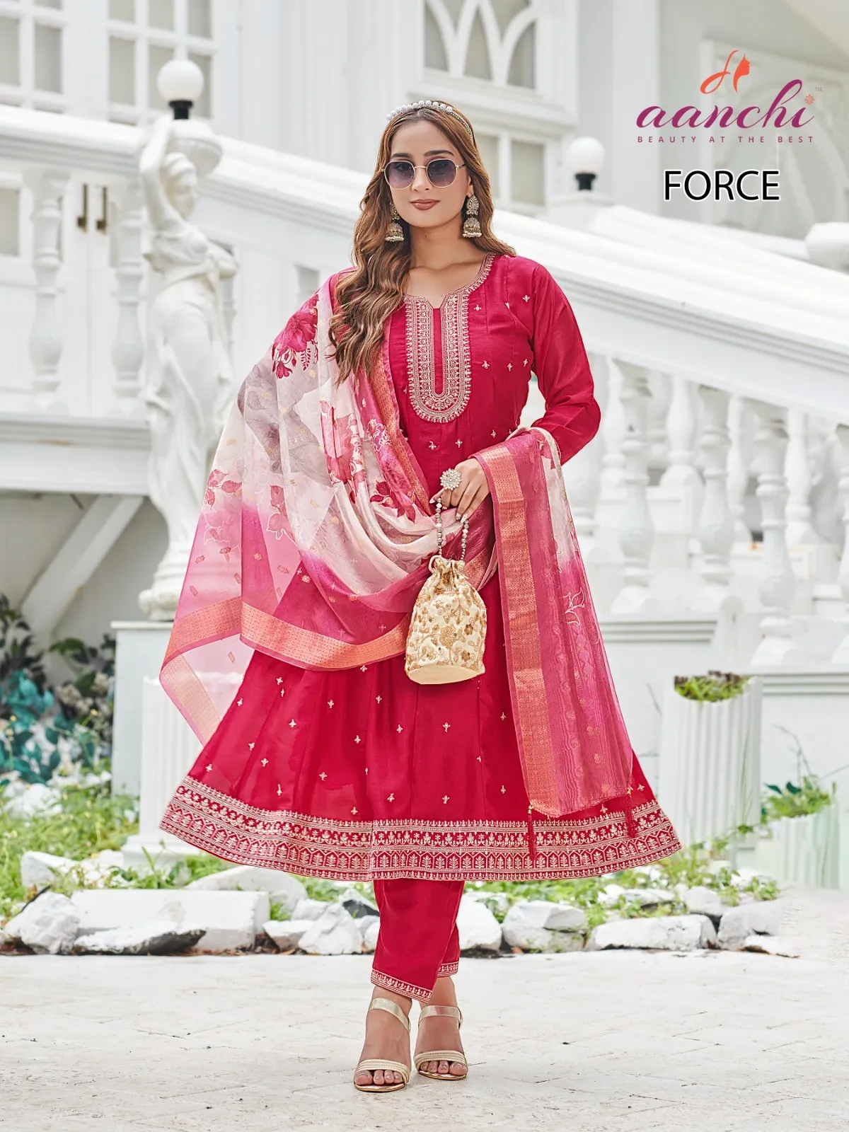 Aanchi Force Vichitra Silk Kurti Bottom And Dupatta Set