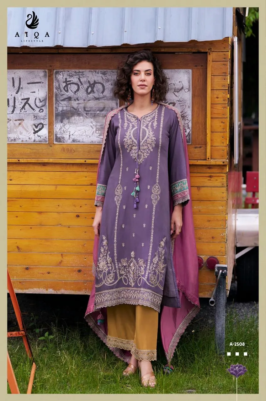 Aiqa Weaves Viscose Pashmina Fancy Work Salwar Kameez