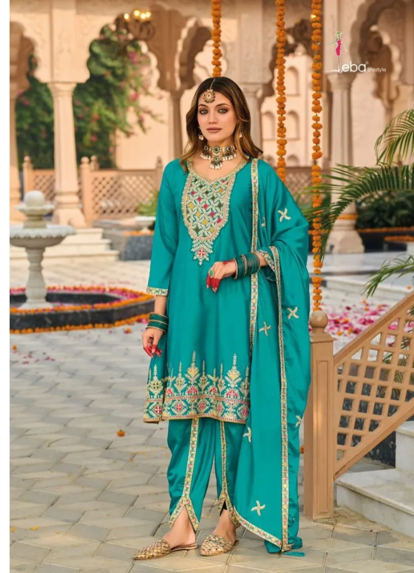 Eba Hasrat Heavy Chinon With Embroidered Work Readymade Suit