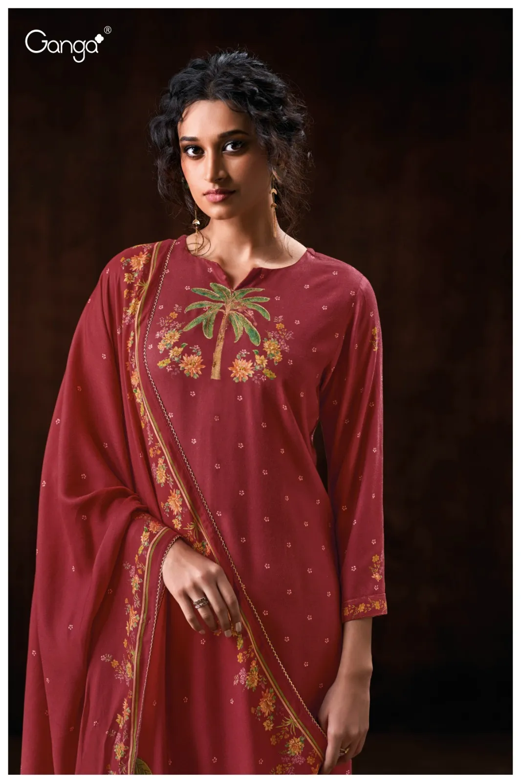 Ganga Miraelle 3833 Pashmina Printed Handwork Suit