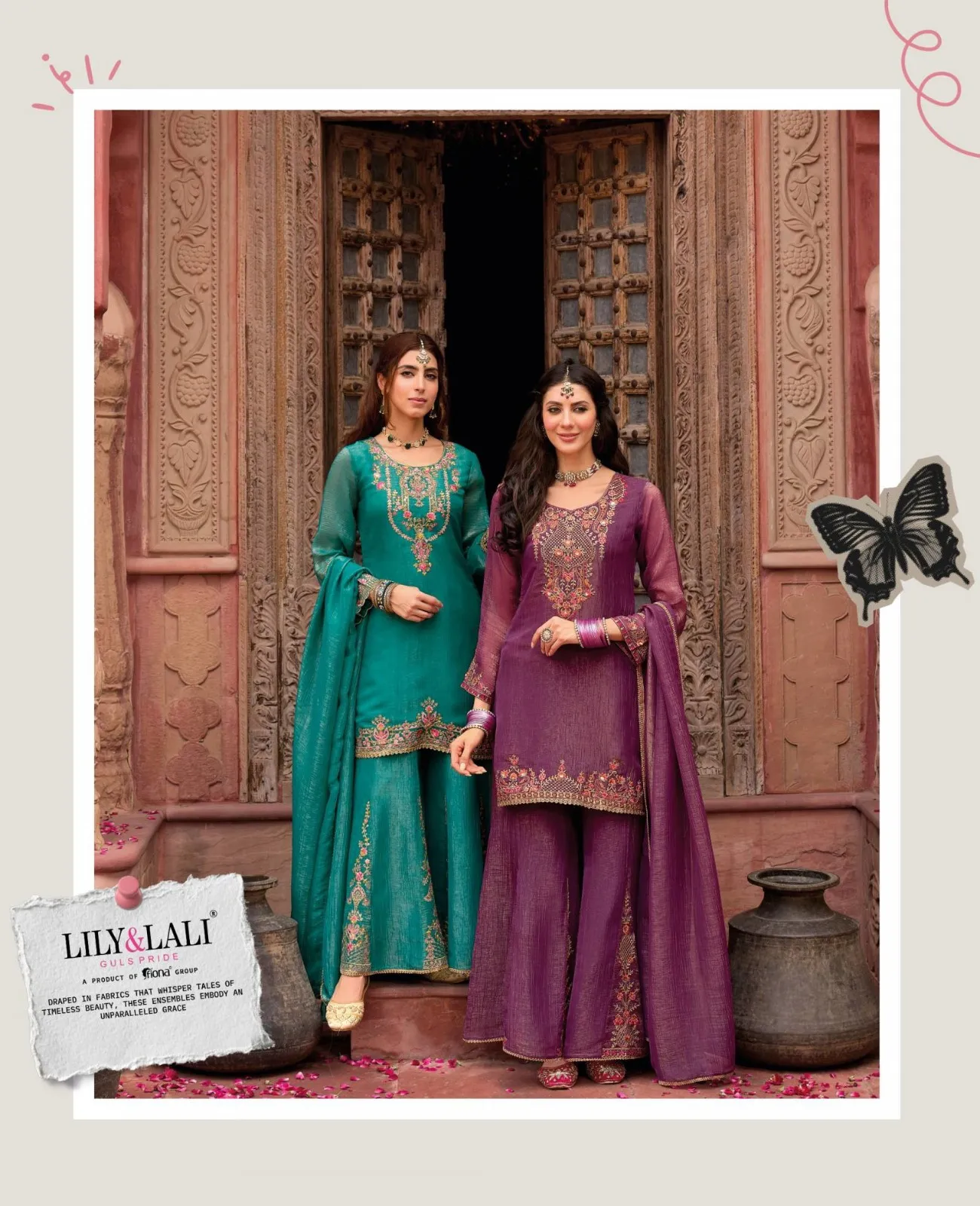 Lily And Lali Lashkara Silk Embroidery And Handwork Suit