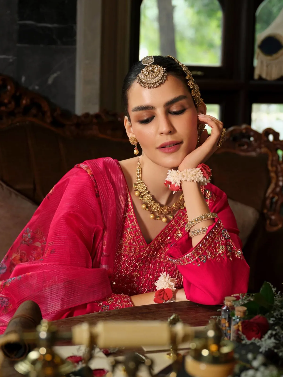 Lily And Lali Sindoor Viscose Fancy Hand Work Salwar Suit