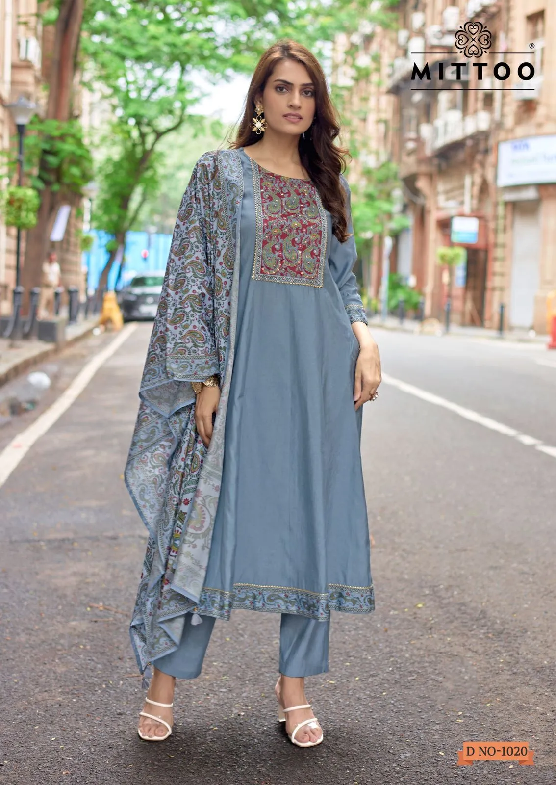 Mittoo Muskaan Vol 2 Modal Silk Handwork Kurti Pant And Dupatta Set