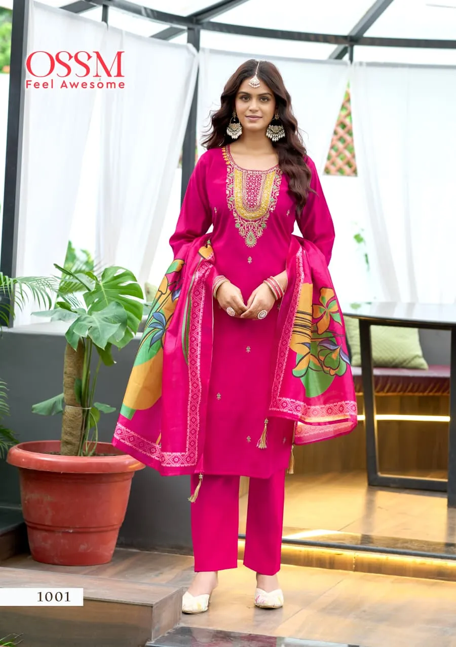 Ossm Saanchi Viscose Roman Silk Readymade Set