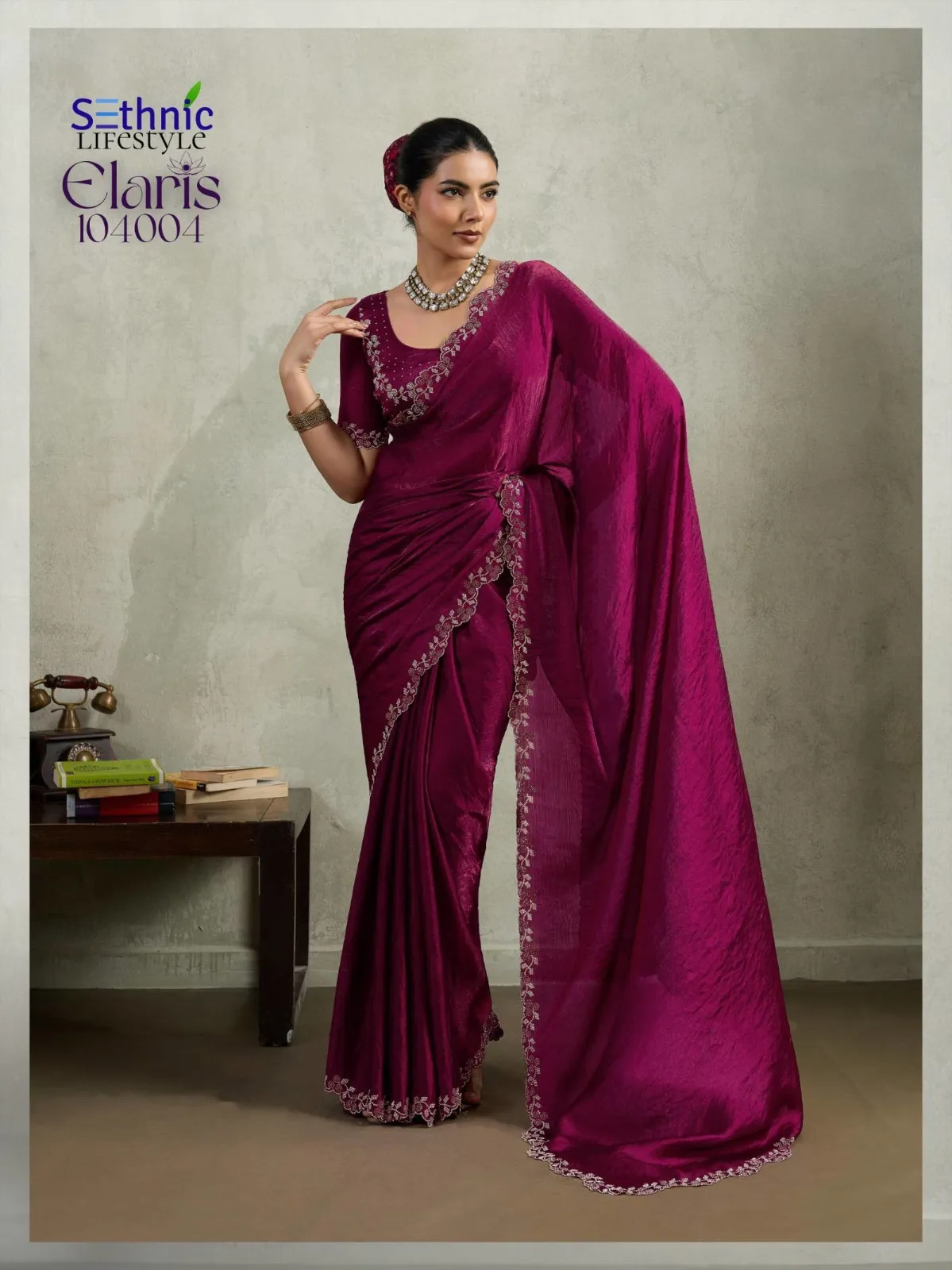 Sethnic Elaris Velvet Chiffon Designer Party Wear Saree Catalog