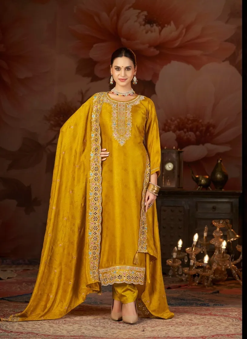 Triple Aaa Eloenai Viscose Silk Jeaquard Work Dress Material