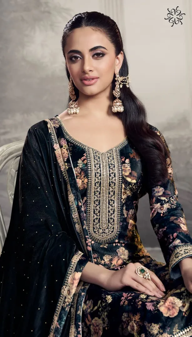 Vinay Kuleesh Charvi Digital Print Velvet Salwar Kameez