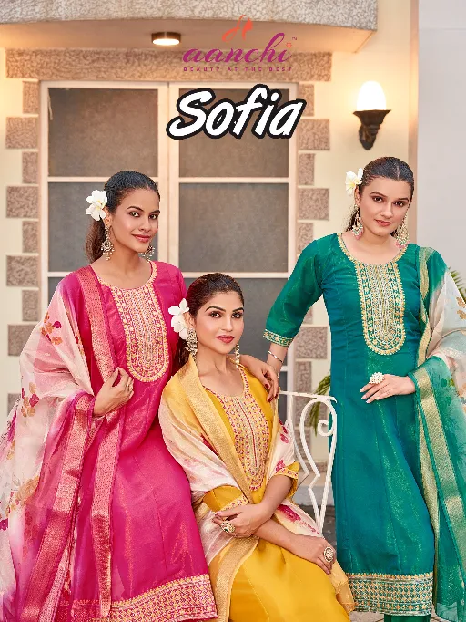 AANCHI Sofia Readymade Wholesale Flair Pure Shimmer Anarkali Kurti