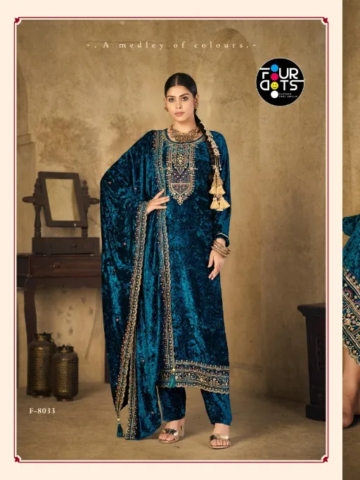 Four Dots Gunaar Vol 2 Wholesale Velvet And Work Designer Salwar Kameez Collection - Image 3