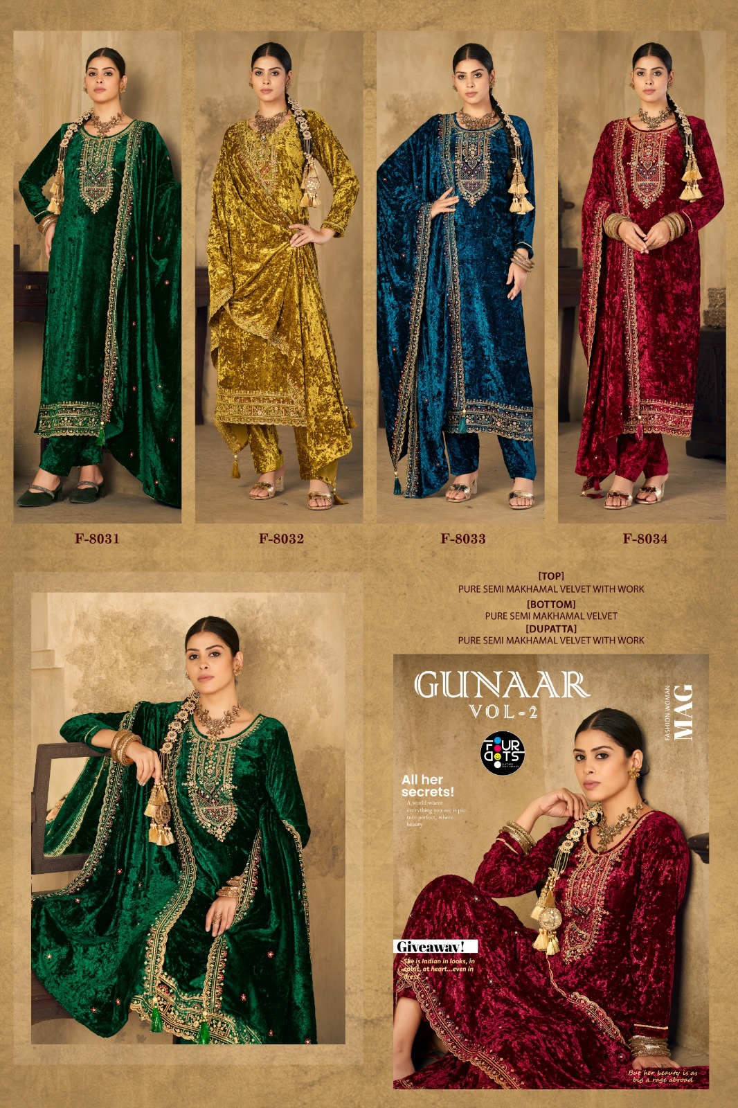 Four Dots Gunaar Vol 2 Wholesale Velvet And Work Designer Salwar Kameez Collection - Image 5