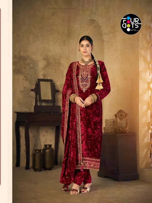 Four Dots Gunaar Vol 2 Wholesale Velvet And Work Designer Salwar Kameez Collection - Image 2