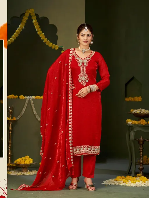 Four Dots Quinn Wholesale Jacquard Hand Khatli Work Designer Salwar Suit