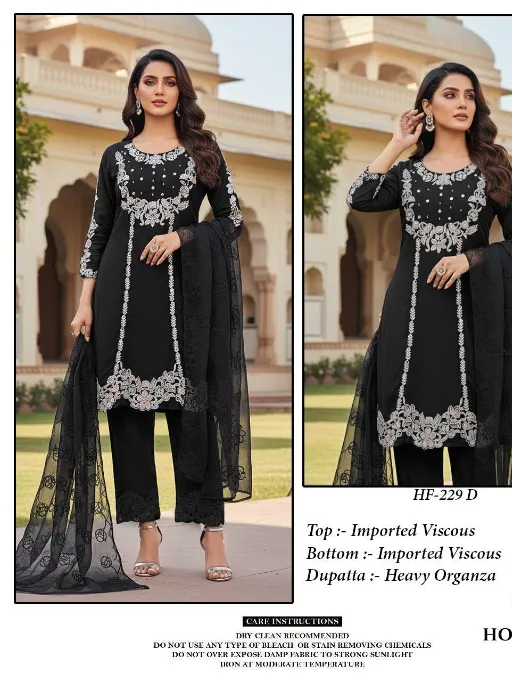 Hoor Tex HF-228 A to C Wholesale Readymade Crystal Viscose Pakistani Suit Catalog