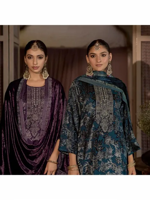 Ibiza Kalasheel Wholesale Velvet Brasso Digital Print Embroidery Salwar Kameez