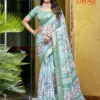 Kashvi Creation Libas Wholesale Dull Moss Sarees with Gold Zari Border Catalog