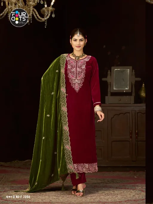Kessi Four Dots Vivica Wholesale Velvet Designer Salwar Kameez Collection
