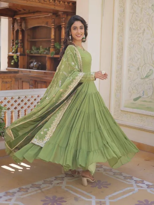 LW-9162 Readymade Embroidered Faux Georgette Gown Collection - Image 3