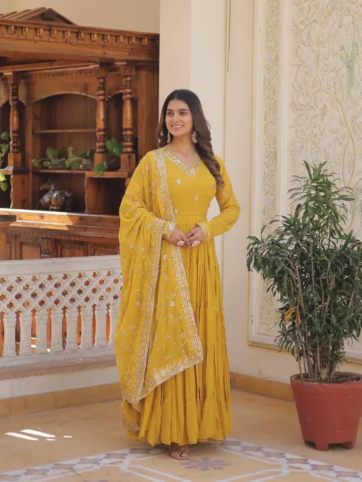 LW-9162 Readymade Embroidered Faux Georgette Gown Collection - Image 5