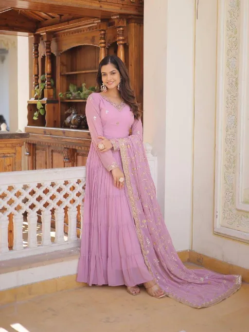 LW-9162 Readymade Embroidered Faux Georgette Gown Collection - Image 7