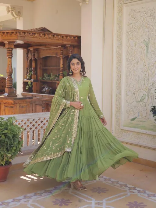 LW-9162 Readymade Embroidered Faux Georgette Gown Collection - Image 8