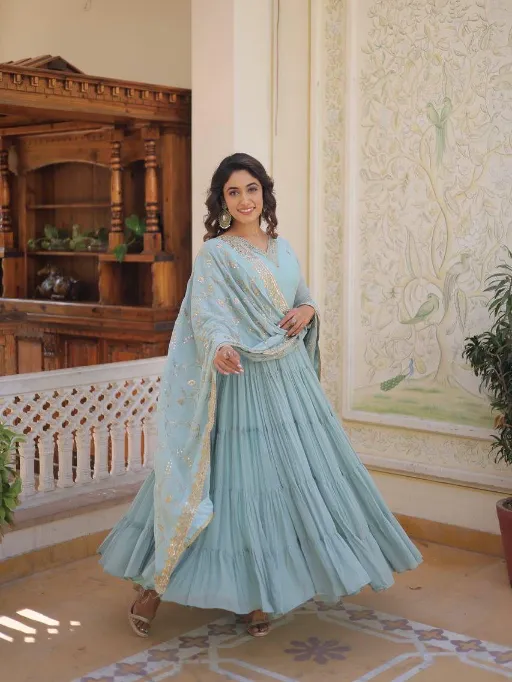 LW-9162 Readymade Embroidered Faux Georgette Gown Collection - Image 10