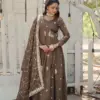 LW-9183 Wholesale Beige Vichitra Shimmer Sequins Gown Collection