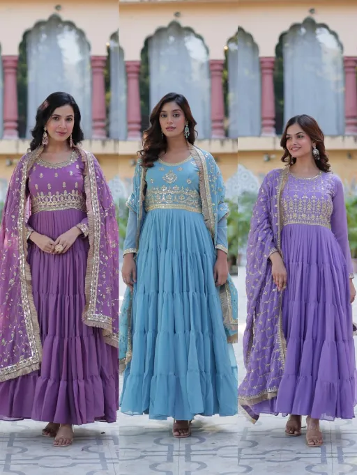 LW-9214 Star Georgette 5-Layer Frill Gown Collection