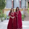 LW-9216 Readymade Faux Blooming Georgette Embroidered Gown With Dupatta