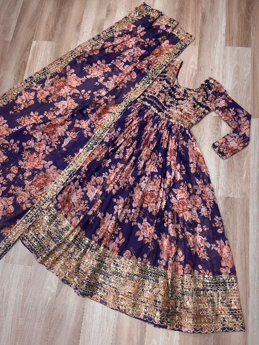 LW-9236 Readymade Russian Silk Embroidered Sequins Gown Collection - Image 4