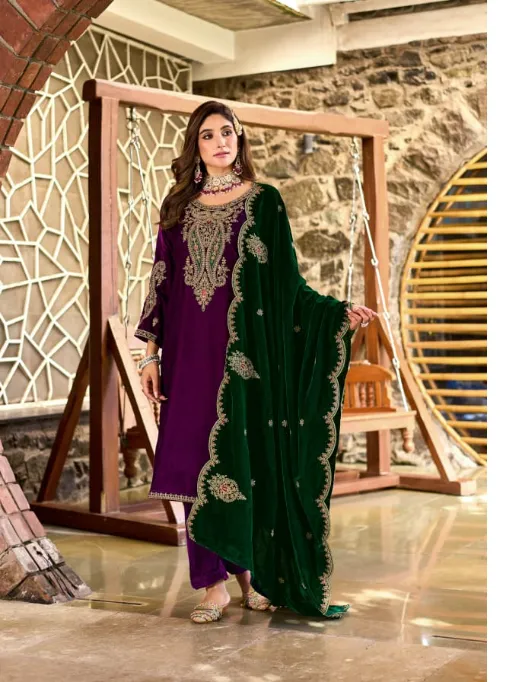 Levisha Apsara Velvet 9000 Wholesale Designer Embroidered Suit Catalog