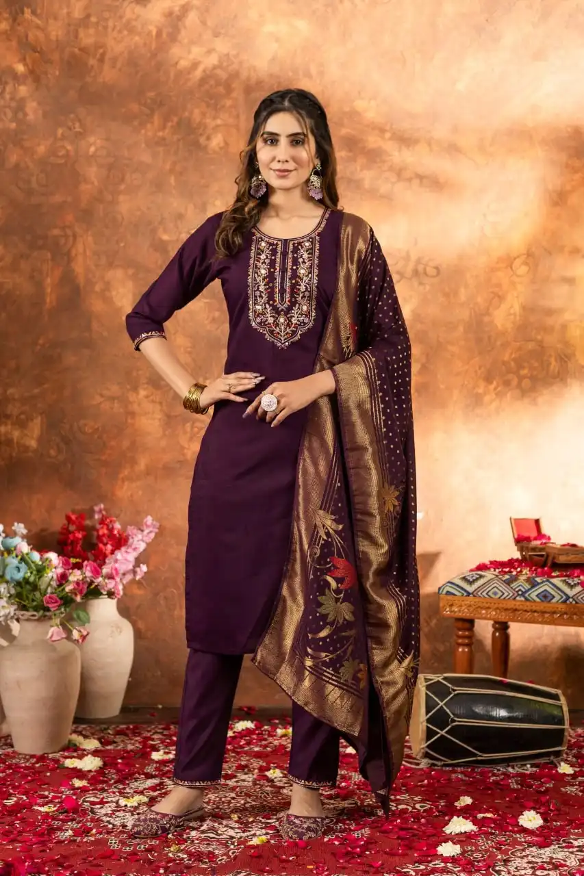 Lila 03 Marina Silk A-Line Kurti With Bottom Dupatta Wholesale Collection