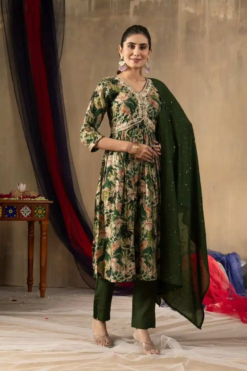 Lila 05 Wholesale Modal Print Embroidered Kurti With Bottom Dupatta.